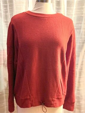 Simply Vera Vera Wang Sz XL Ribbed Drawcord  Red Crewneck Sweater